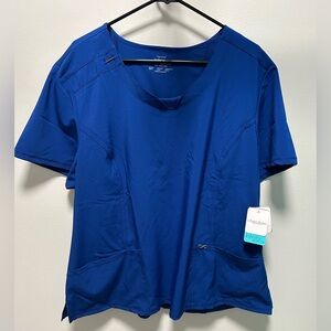 NWT- Cherokee Infinity Women's 3-Pocket STRETCH Scrub Top Size 2XL Blue